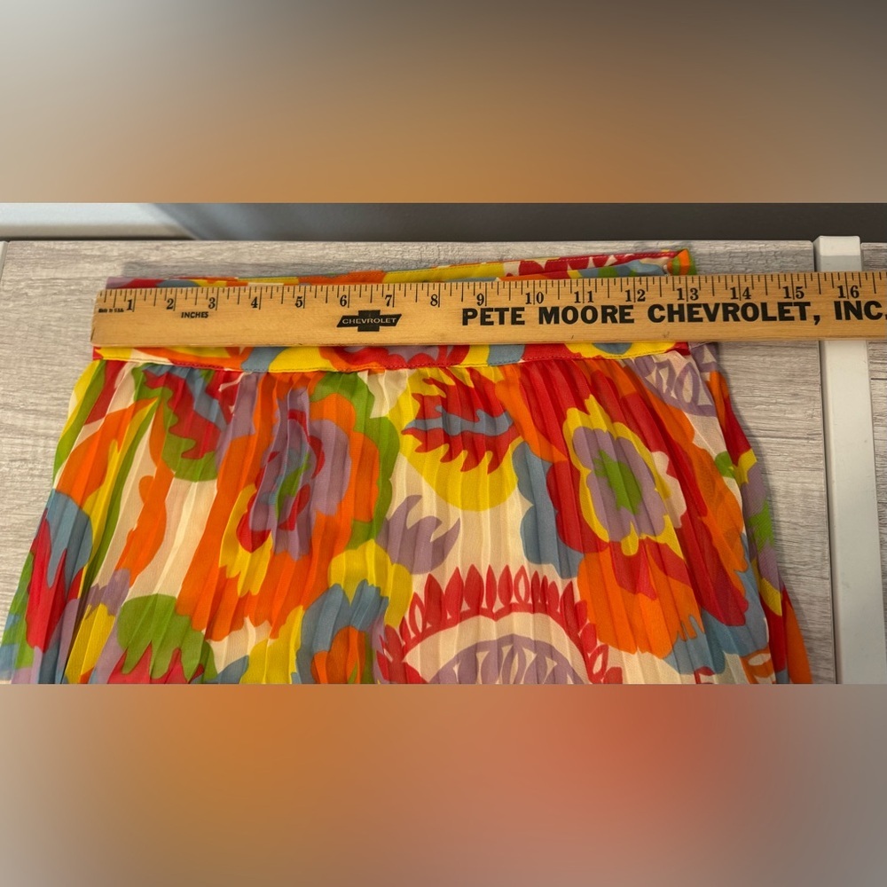 Sezane Dilo Jupe 70s Floral Pleated Midi Skirt Bright Artsy Boho Sz FR 36 US SM - Picture 6 of 9